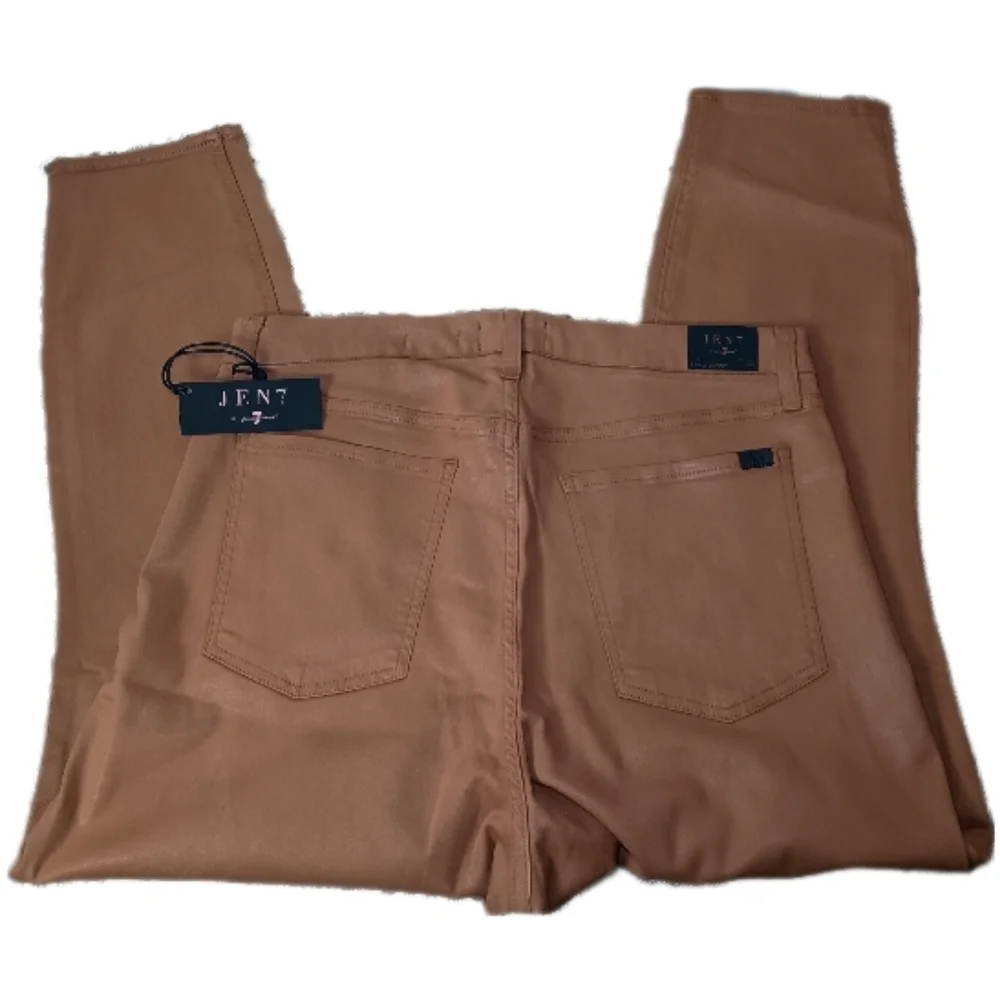 7 for All Mankind High Waist Ankle Skinny in Coated Amber Size 16